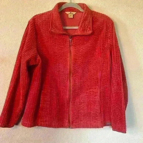 Woolrich Kinsdale Ruby Red Corduroy Full Zip 2291 Corduroy Jacket Women's Large - Picture 1 of 7